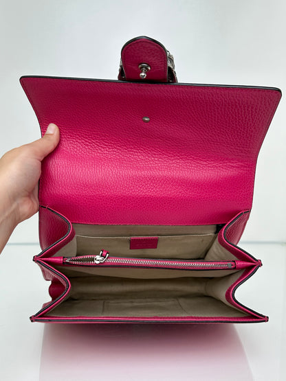Gucci Hot Pink Leather Bamboo Tophandle Dionysus Bag SHW
