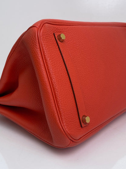 Hermes Birkin 35 Rouge Pivoine Togo GHW #X