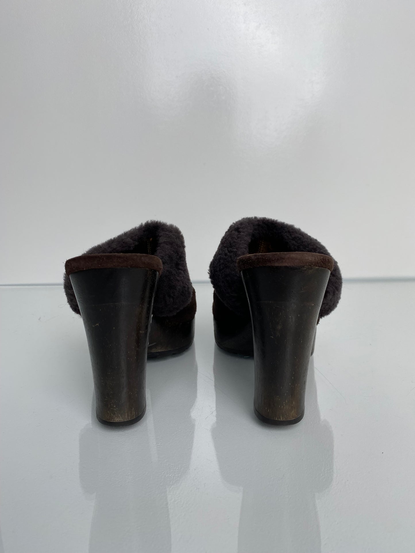 Coach Brown Suede/Fur Mules, 8