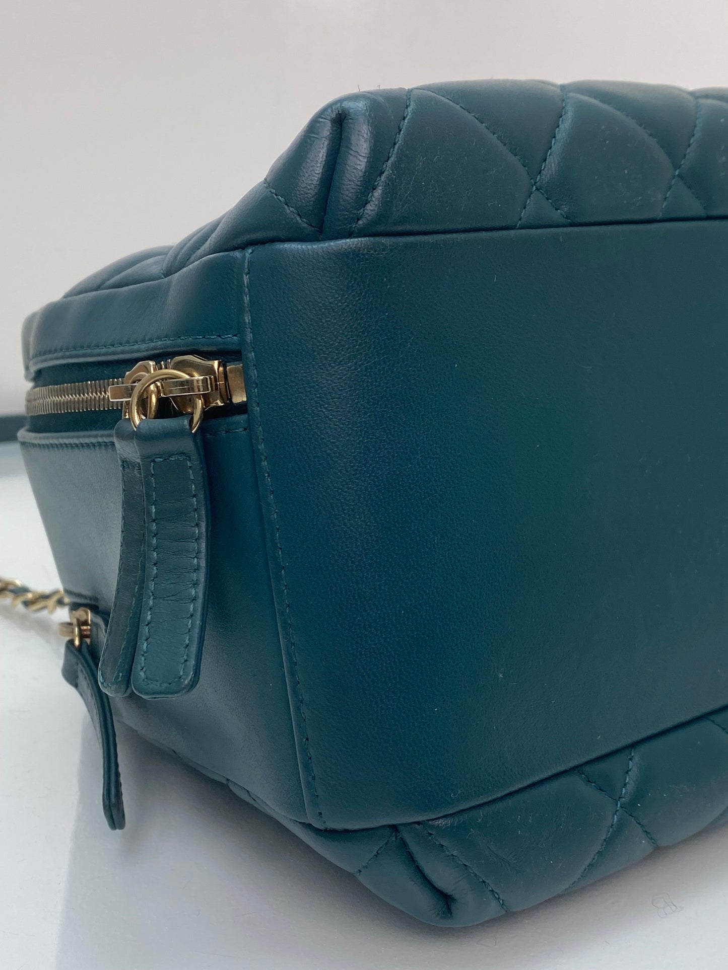 Chanel Teal Lambskin Medium Bowling Trendy Bag GHW #20
