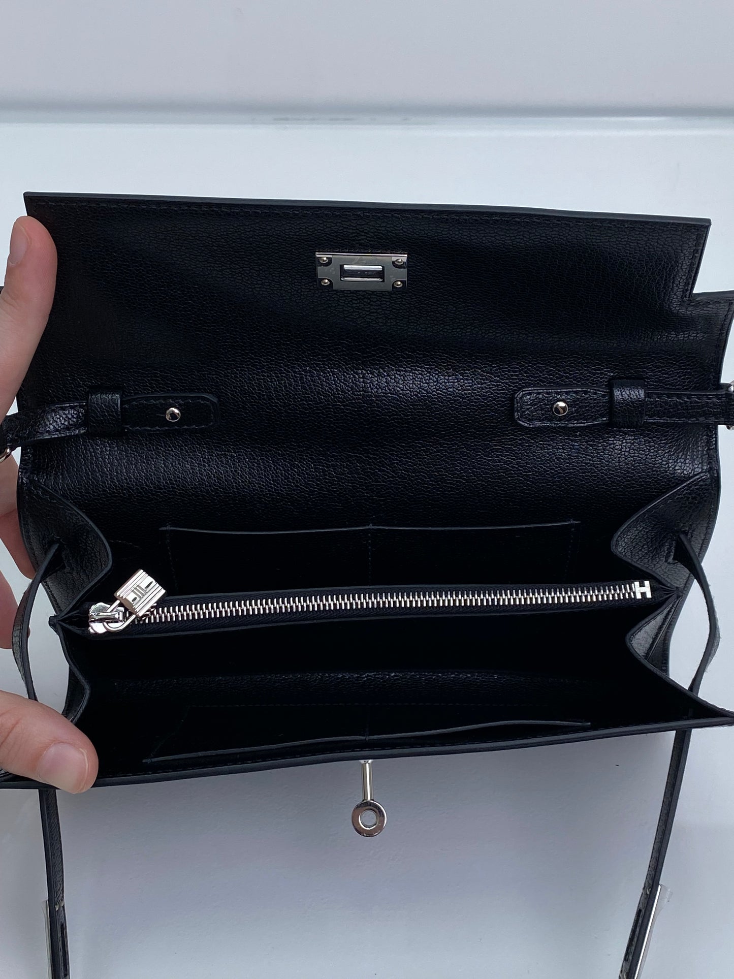 Hermes Kelly To Go Wallet Noir Chèvre PHW
