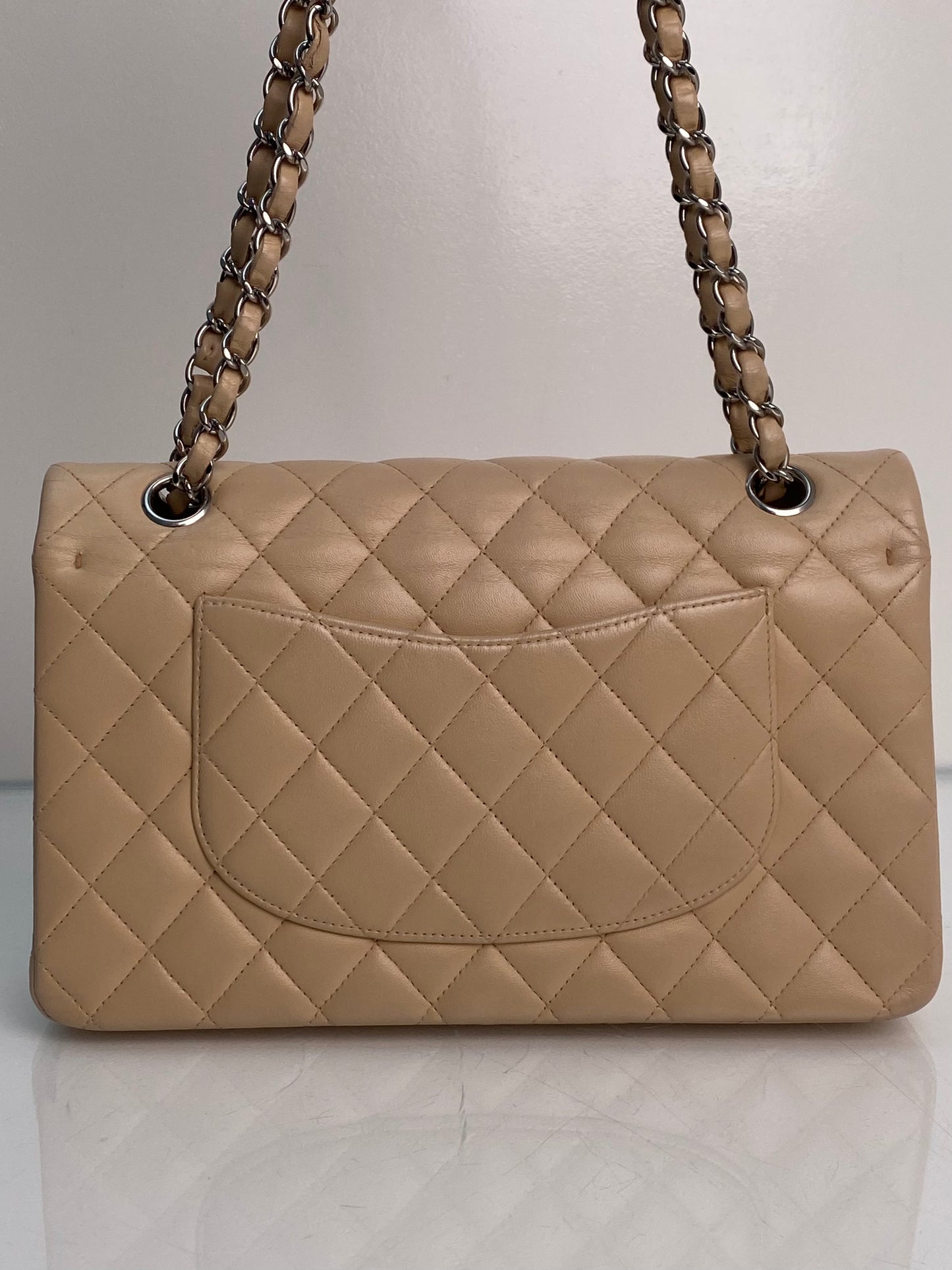Chanel Medium Double Flap Beige Lambskin SHW