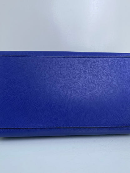 Celine Royal Blue Calfskin Leather Medium Trapeze Bag GHW