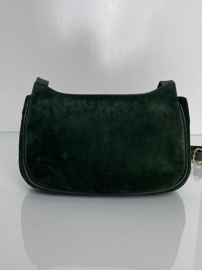 Ferragamo Vintage Green Velvet Crossbody Bag GHW