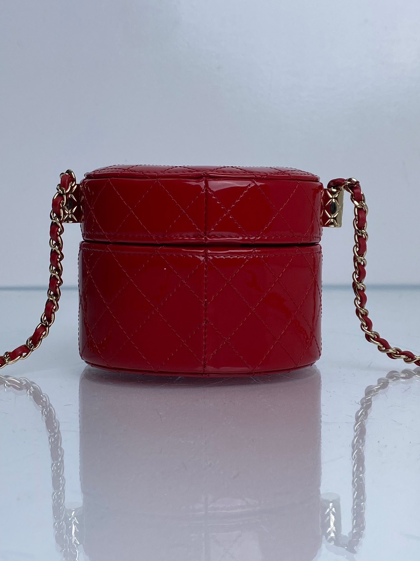 Chanel Red Mini CC Allure Vanity Bag Patent GHW
