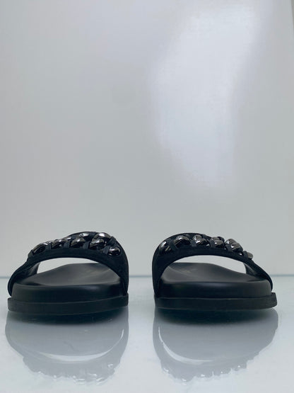 Valentino Black Chain Link Suede Slides, 40
