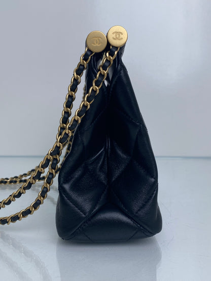 Chanel Black Small Pearl Quilted Shopping Bag GHW