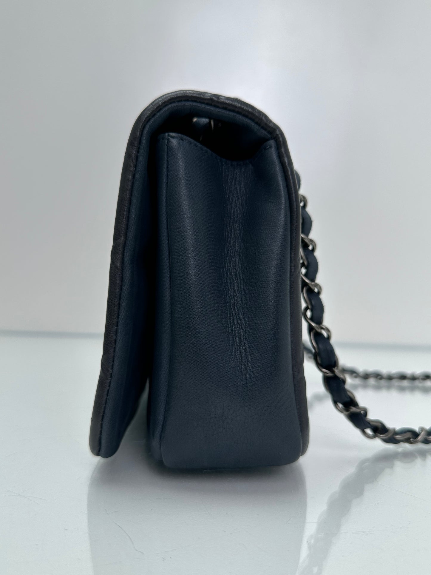 Chanel Blue Diamond Calfskin New Chic Medium Flap Bag RHW #18