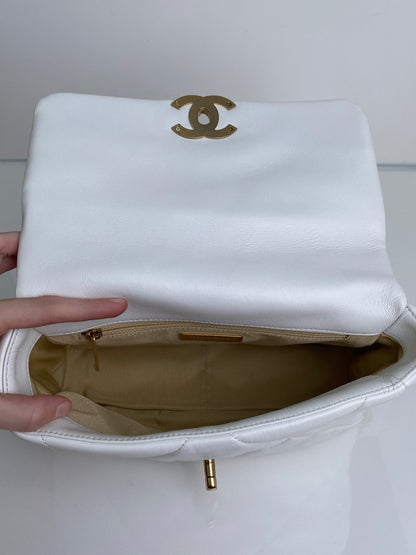 Chanel White Calfskin Small 19 Bag TTHW #30