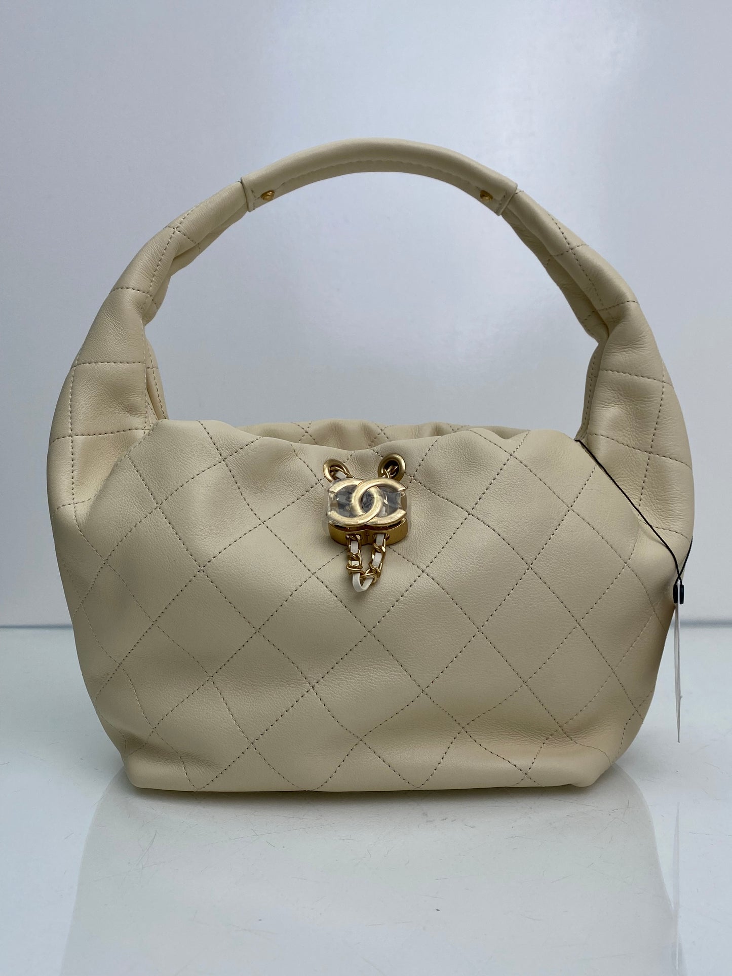 Chanel 26C Light Beige Quilted Hobo Bag GHW
