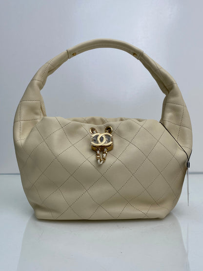 Chanel 26C Light Beige Quilted Hobo Bag GHW