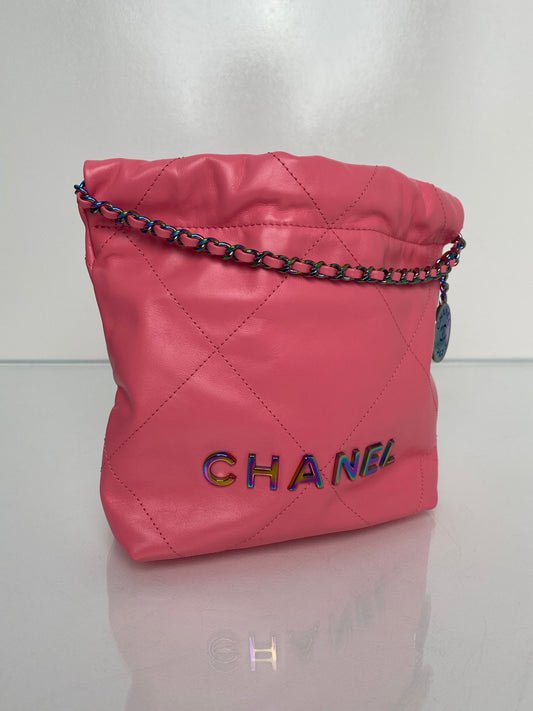 Chanel 22 Pink Iridescent Mini (24C)