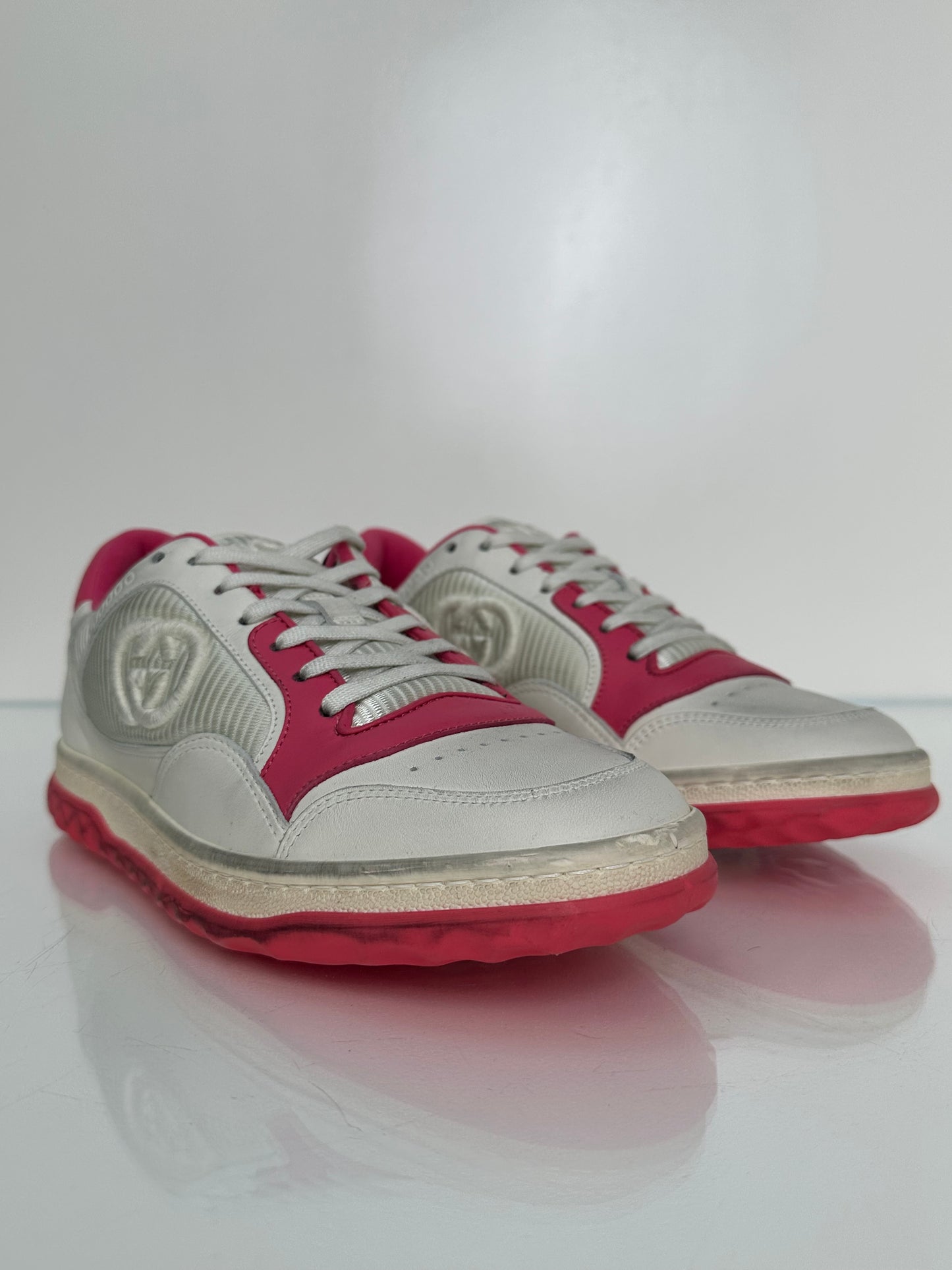 Gucci White & Pink GG Logo Sneakers, 39