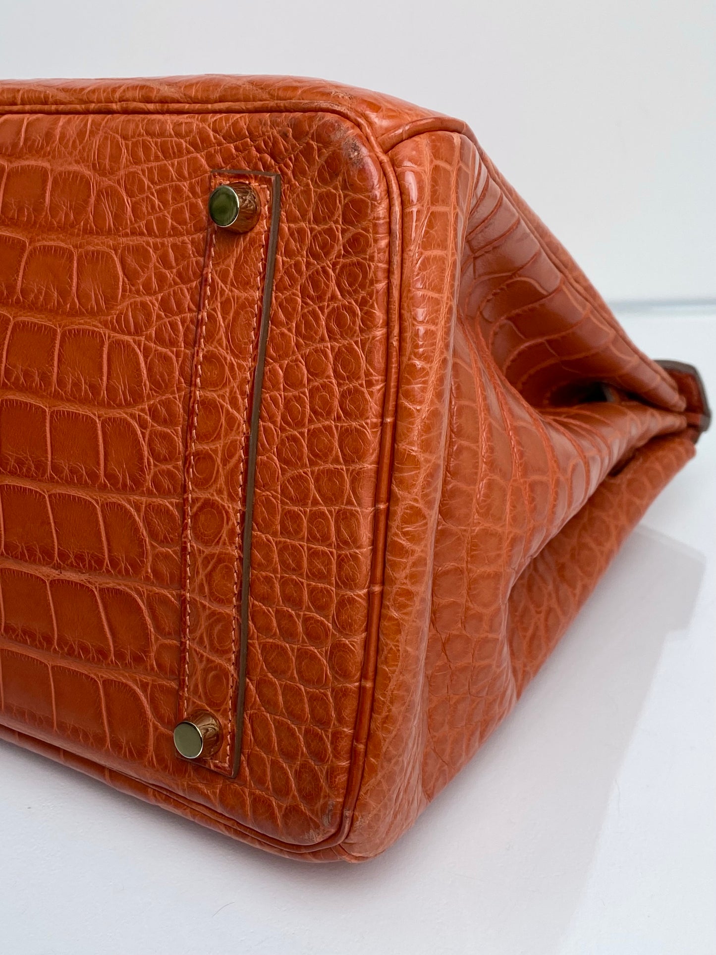 Hermes Birkin 35 Orange Matte Niloticus Croc GHW #O