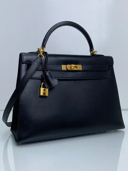 Hermes Kelly Sellier Noir Box Calf GHW #G