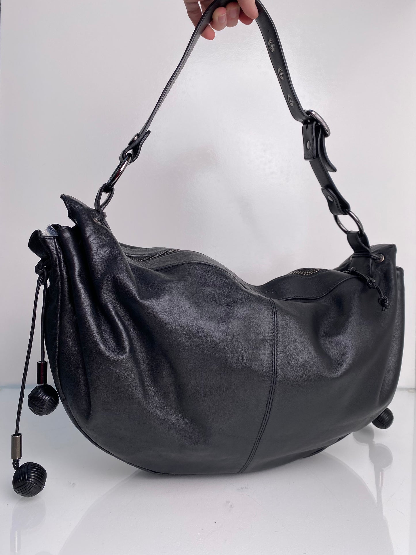 Tanner Krolle Black Leather Shoulder Bag