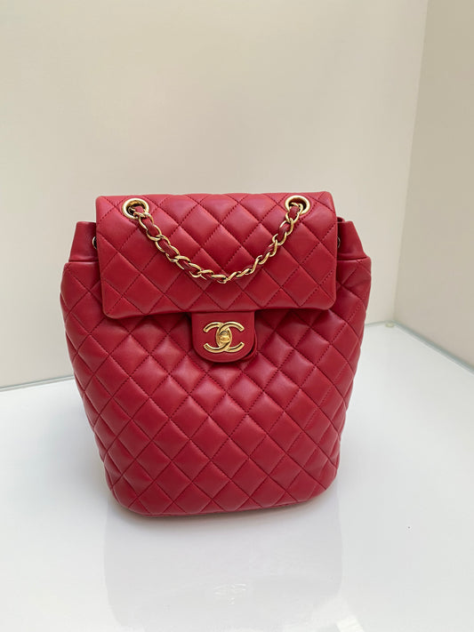 Chanel Leather Berry Colored Backpack