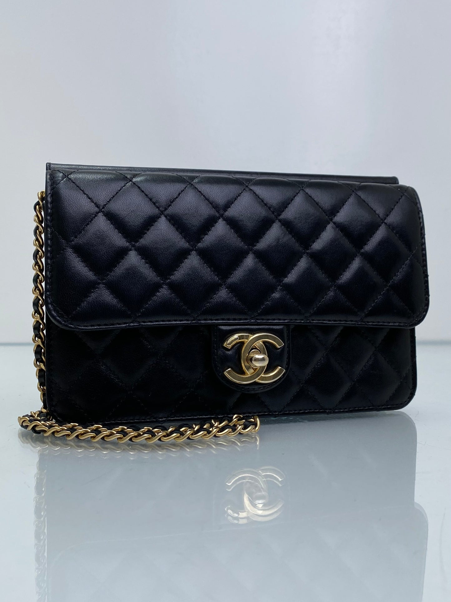 Chanel Vintage Black Crossing Times Flap Bag Quilted Lambskin GHW #18