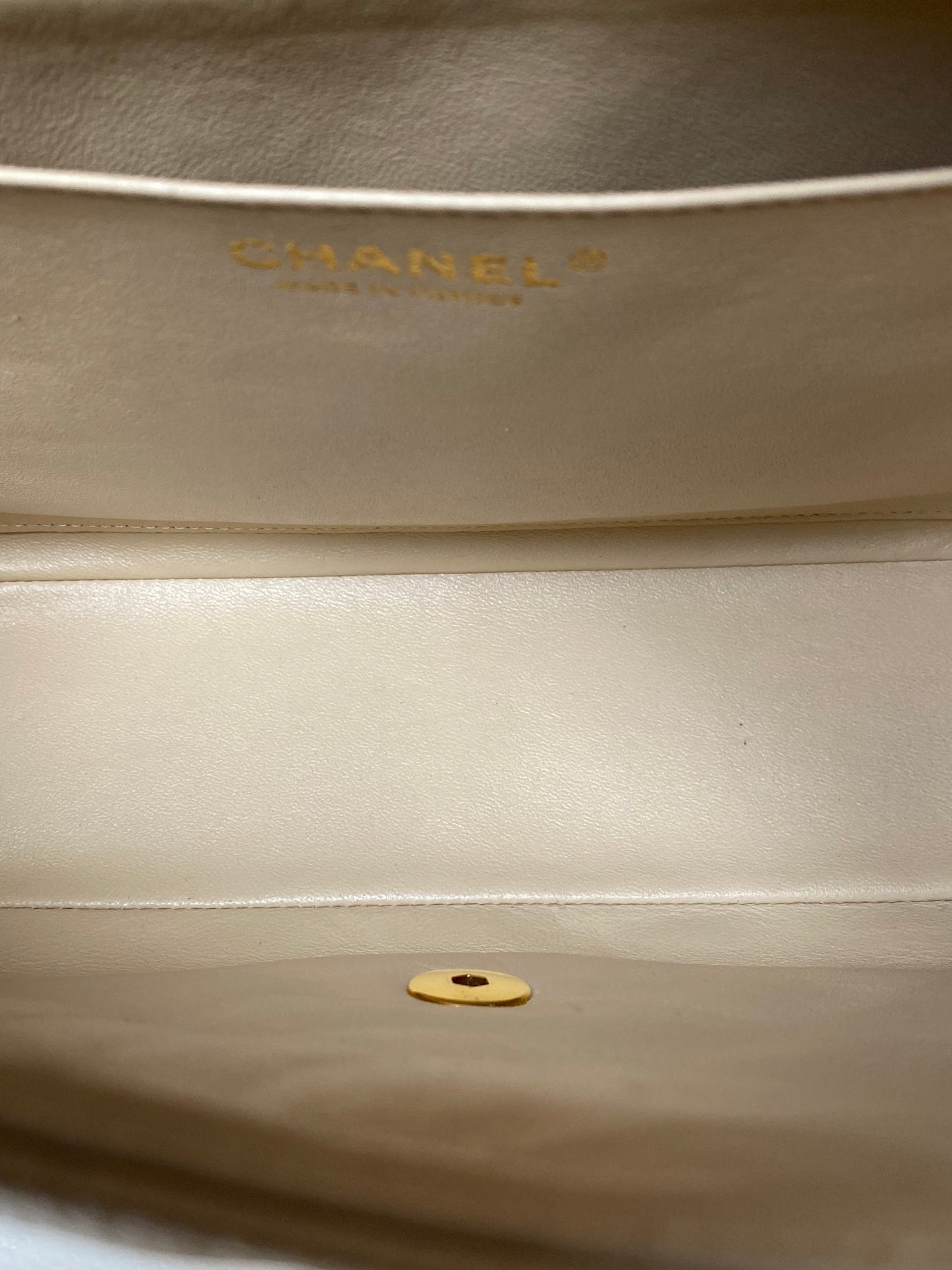 Chanel Beige Caviar Single Flap Bag GHW #13