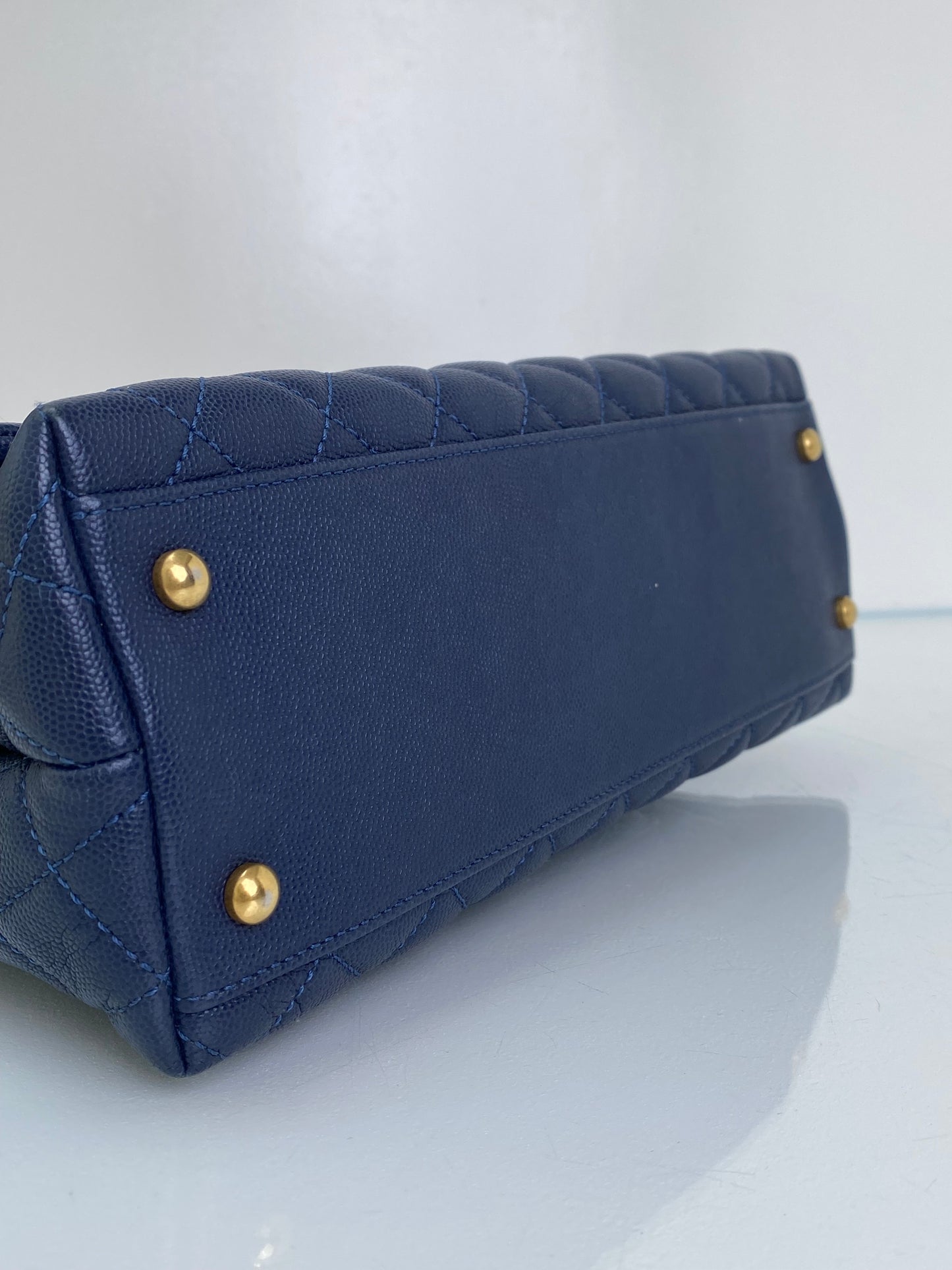 Chanel Navy Caviar & Burgundy Exotic Coco Handle Bag GHW #24
