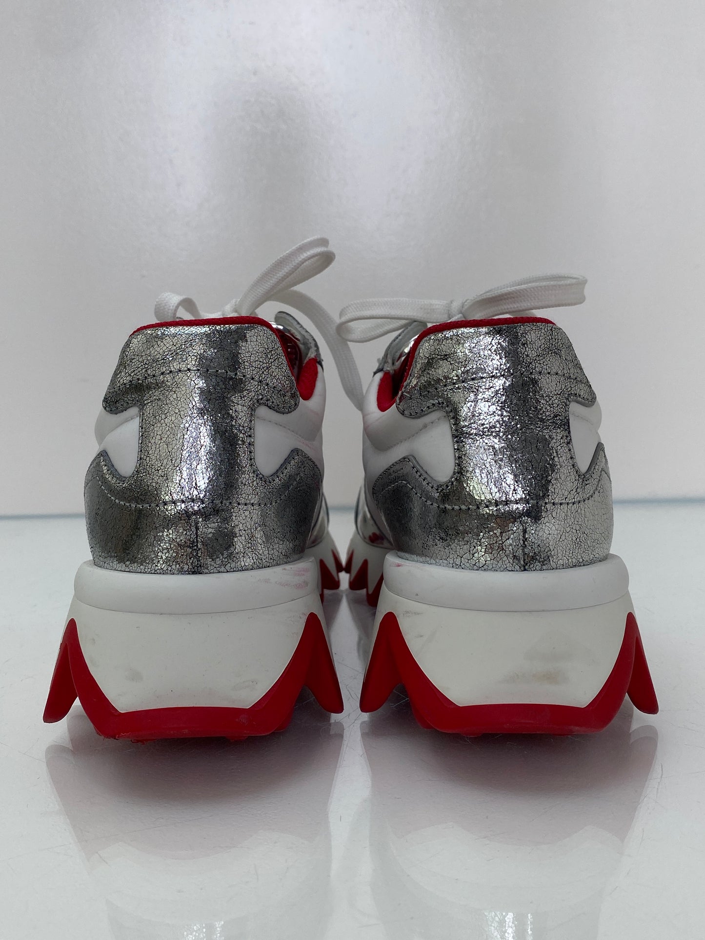 Christian Louboutin Loubishark White, Silver & Red Sneakers, 39