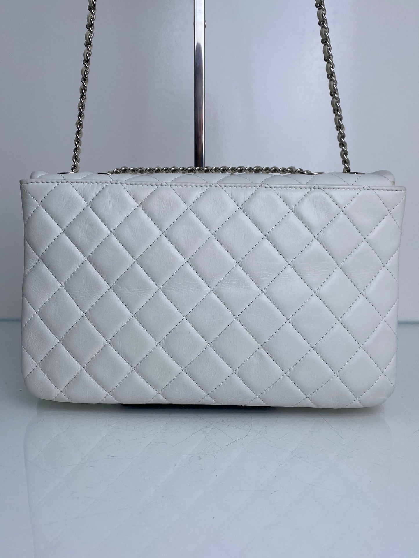 Chanel White Quilted Calfskin Triple Flap Bag SHW #19