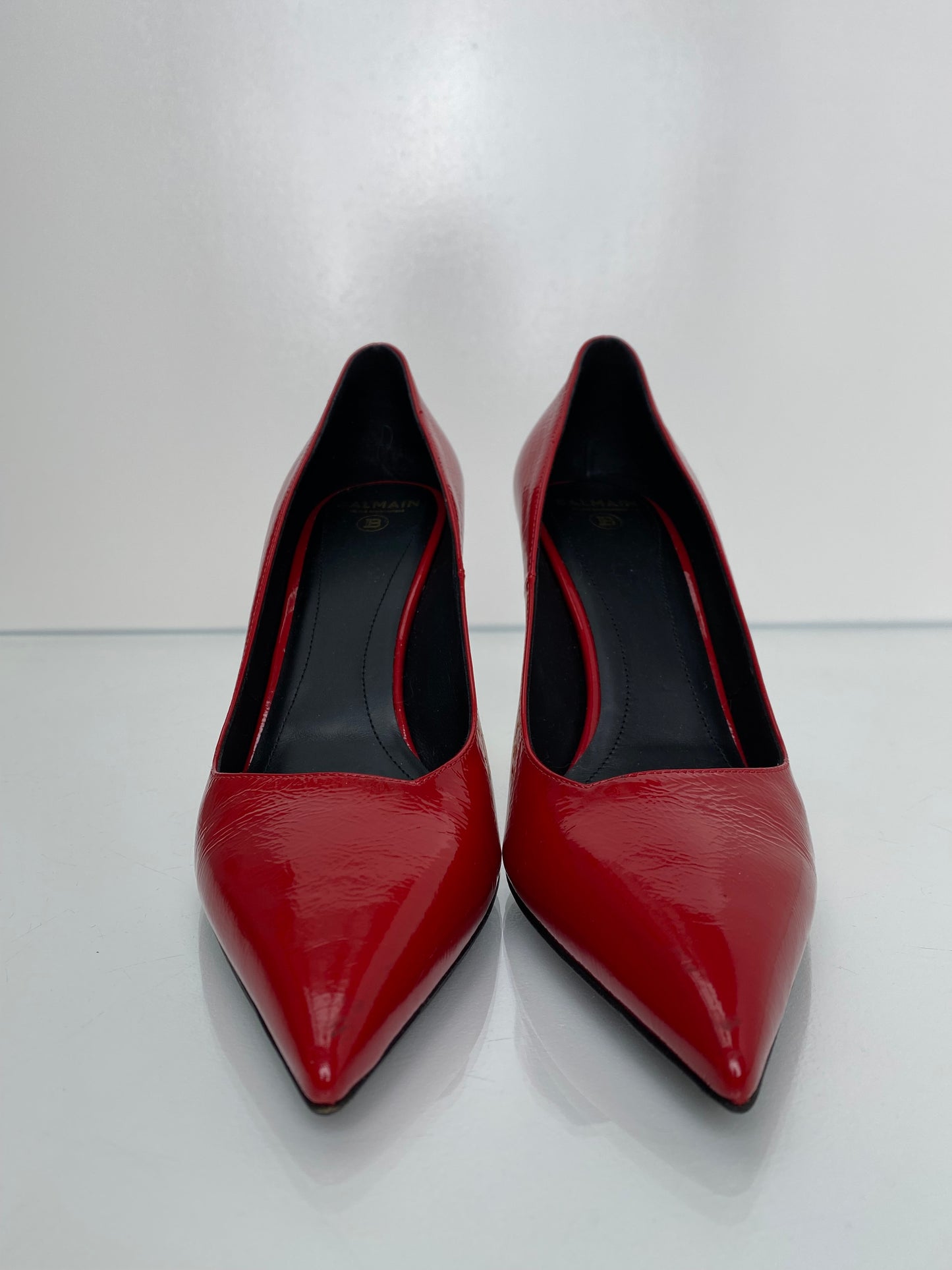 Balmain Red & Gold Closed-Toe Pumps, 37