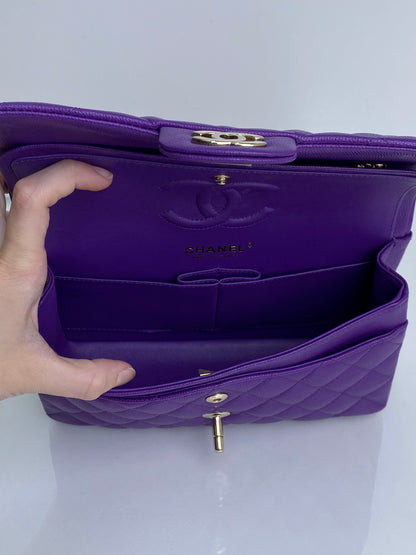 Chanel Purple Caviar Small Double Flap Bag GHW