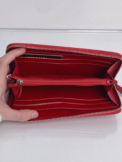 Chanel Red Quilted Caviar Zippy Wallet