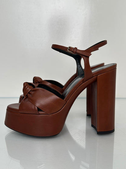 Saint Laurent Bianca Knotted Brown Heel, 38