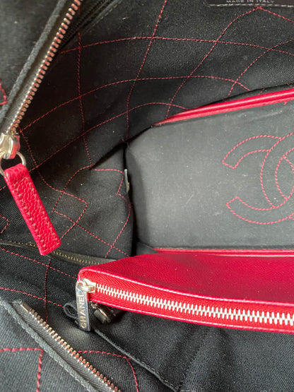 Chanel Burgundy & Black Quilted Tote Bag SHW