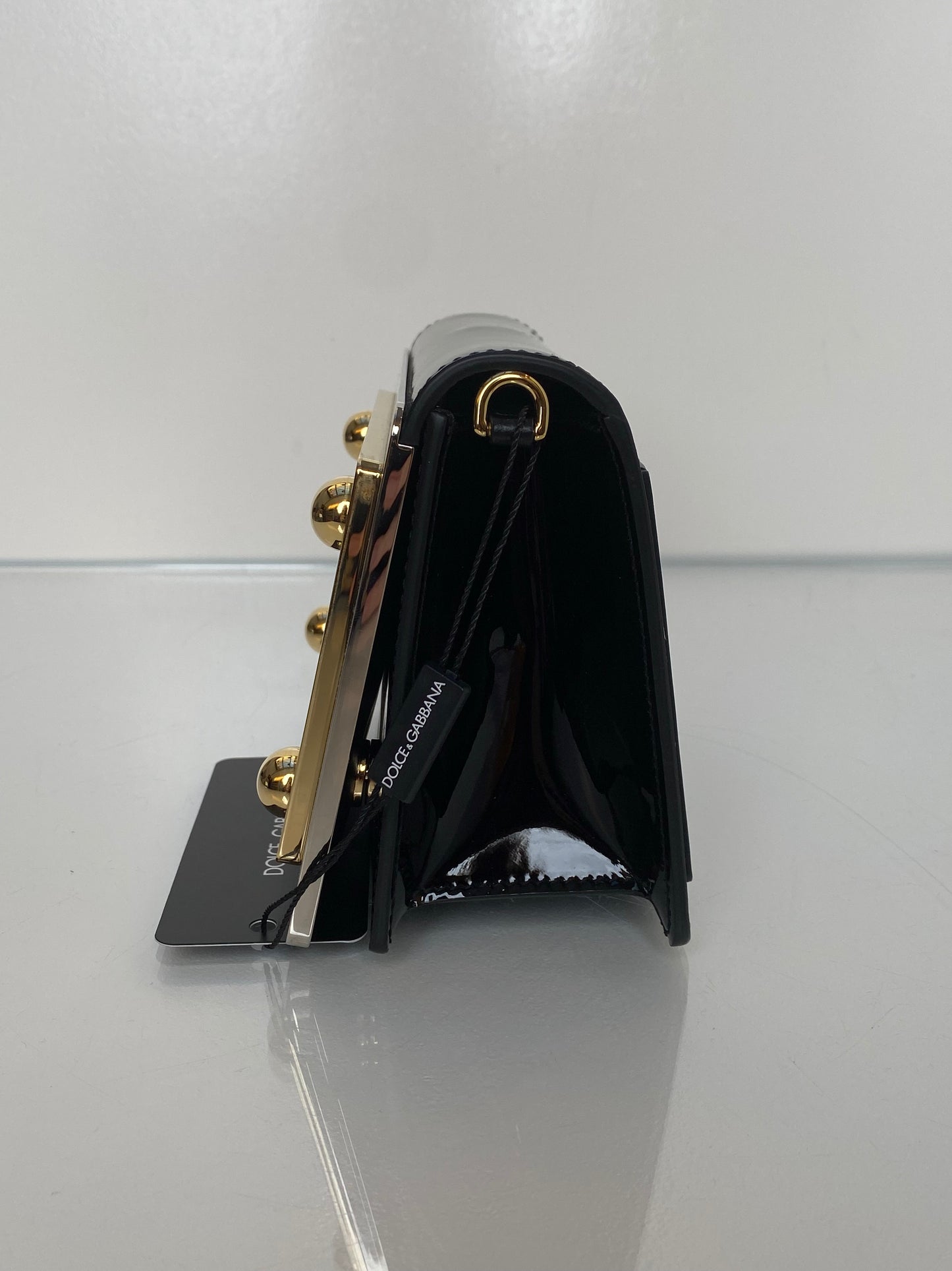 Dolce & Gabbana Black Patent & TTHW Plate Bag GHW