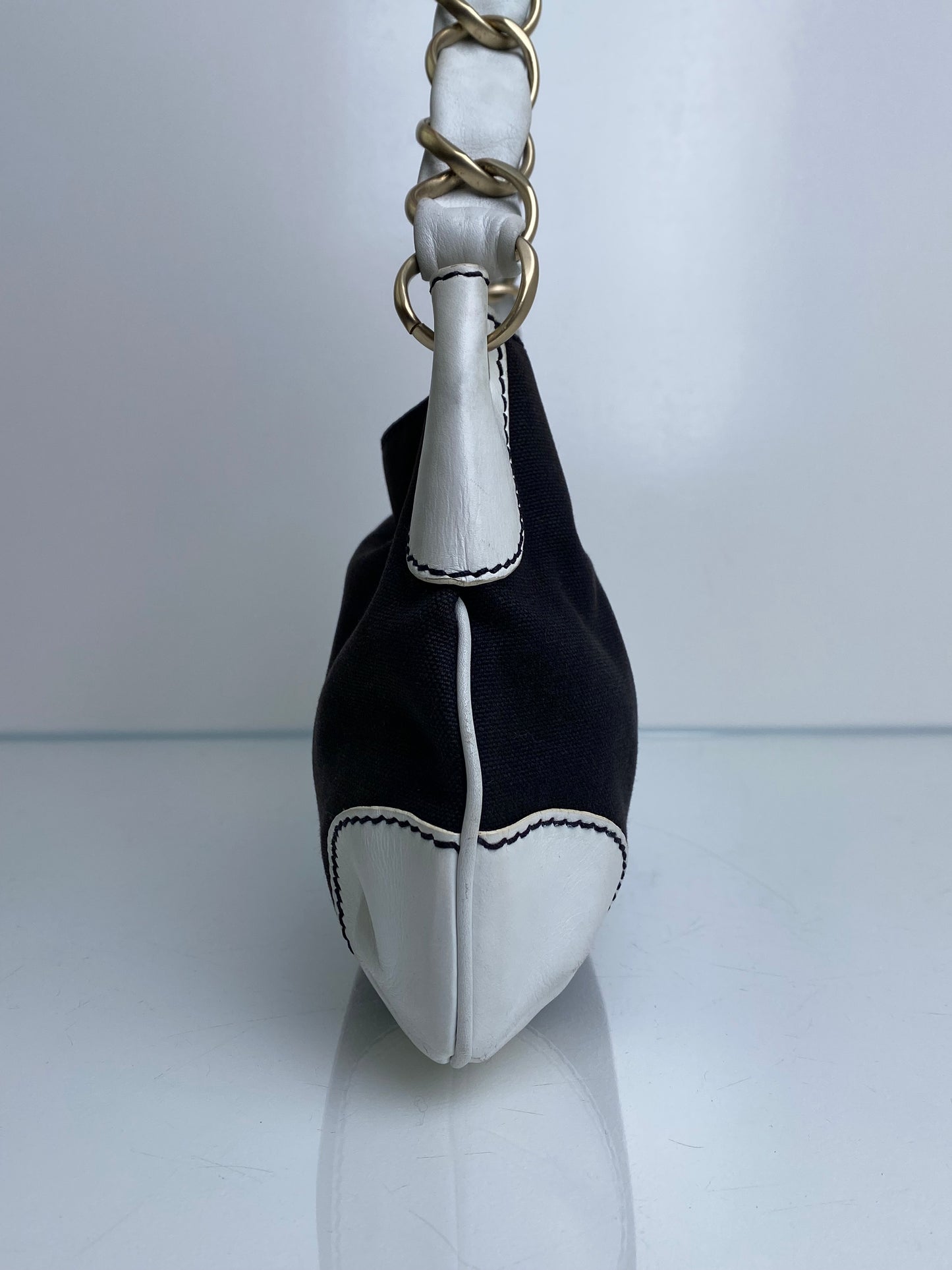 Chanel Black Olsen Canvas Shoulder Bag GHW