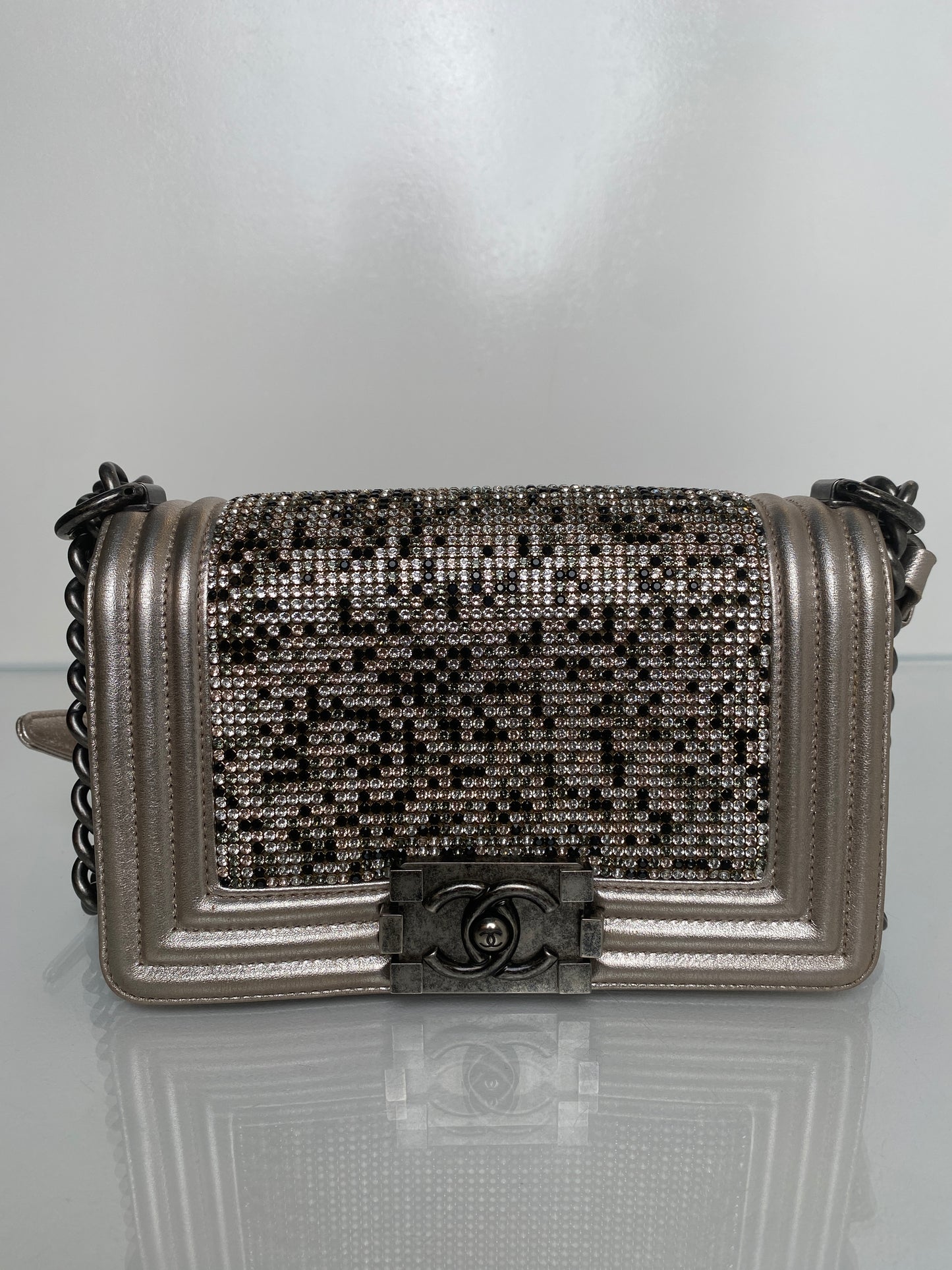 Chanel Limited Edition Champagne Swarovski Small Boy Bag RHW #19