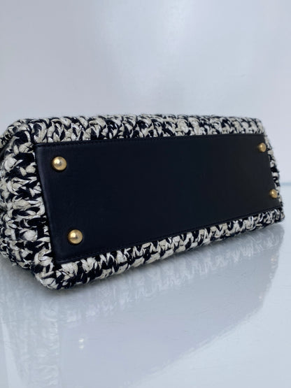 Chanel Cream & Black Crochet Coco Handle Bag GHW #25