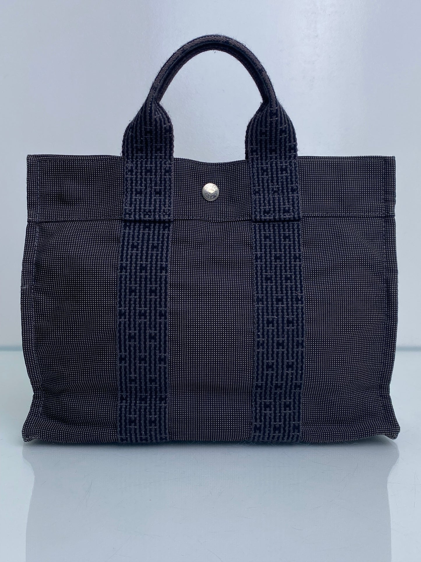 Hermes Grey Herline Toile H Logo Tote Bag PM SHW