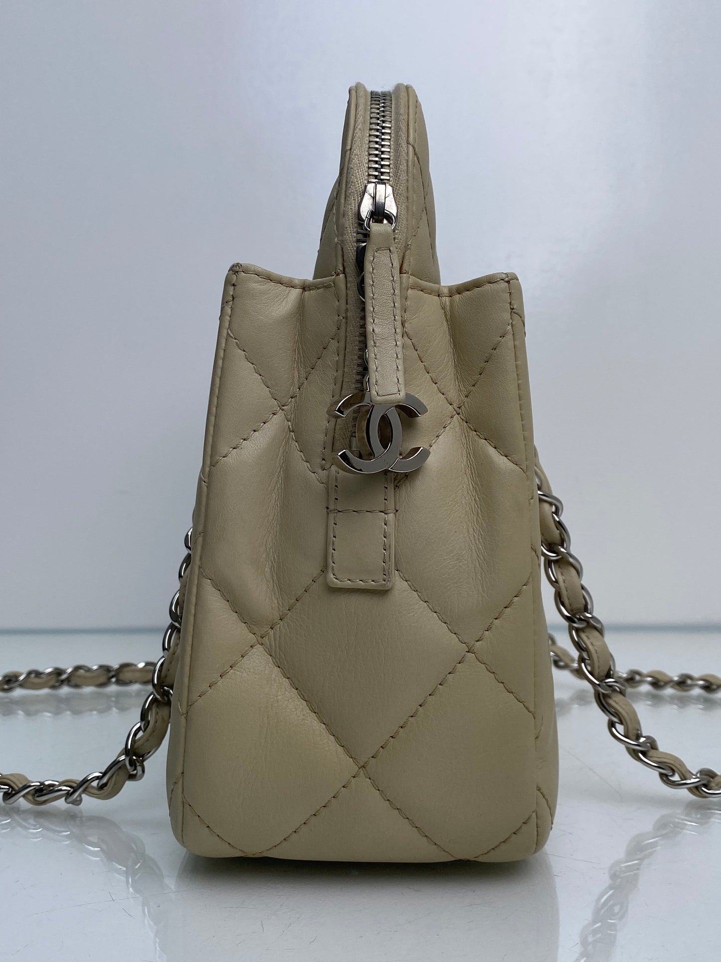 Chanel Light Beige CC Quilted Tote SHW #15