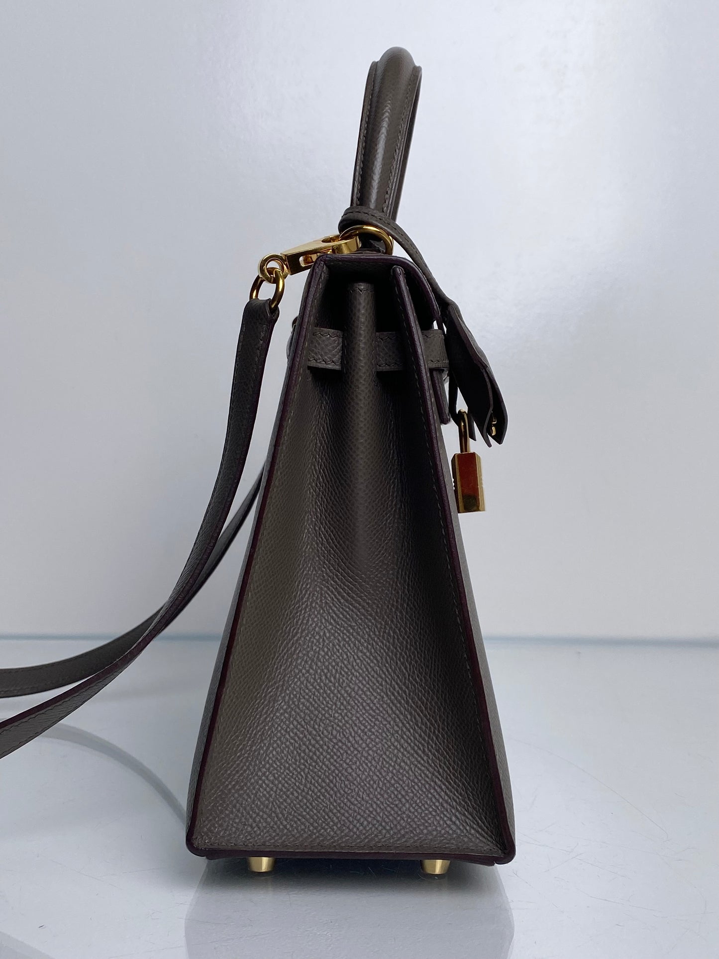 Hermes Kelly 25 Etain Epsom GHW #Y