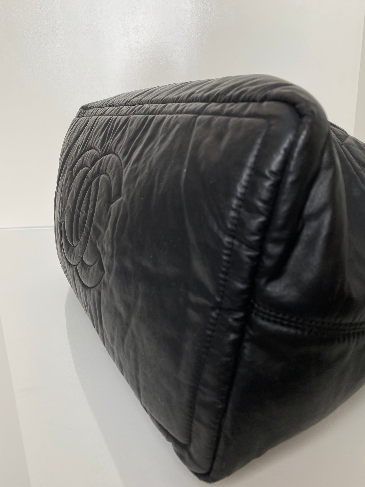 Chanel Black Quilted Vertical Sport Weekender Bag SHW