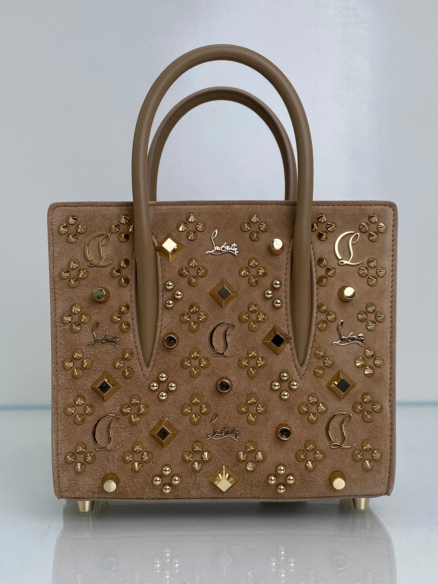 Christian Louboutin Paloma Mini Studded Suede Tote Bag GHW