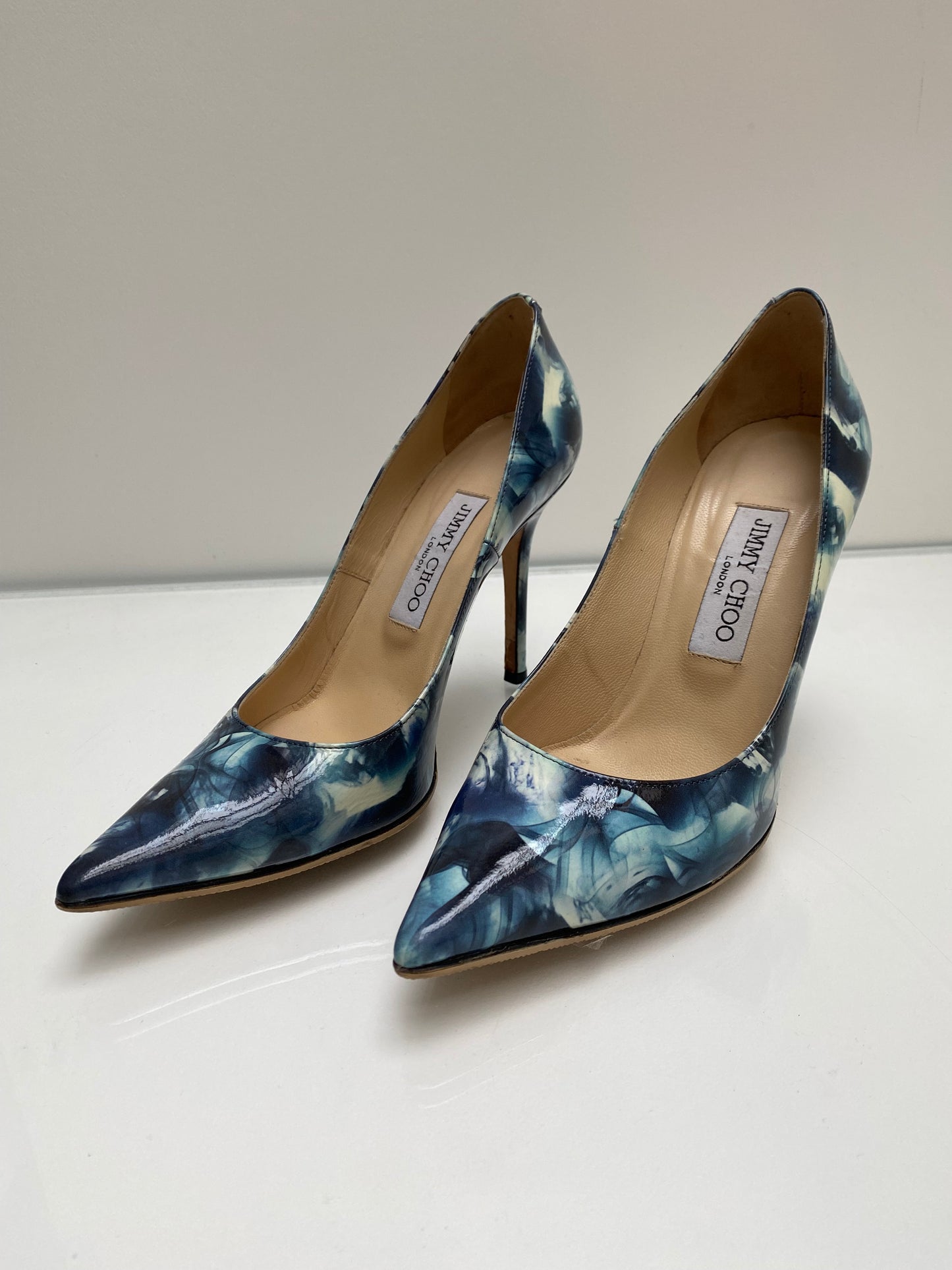 Jimmy Choo Patent Blue Heels 36