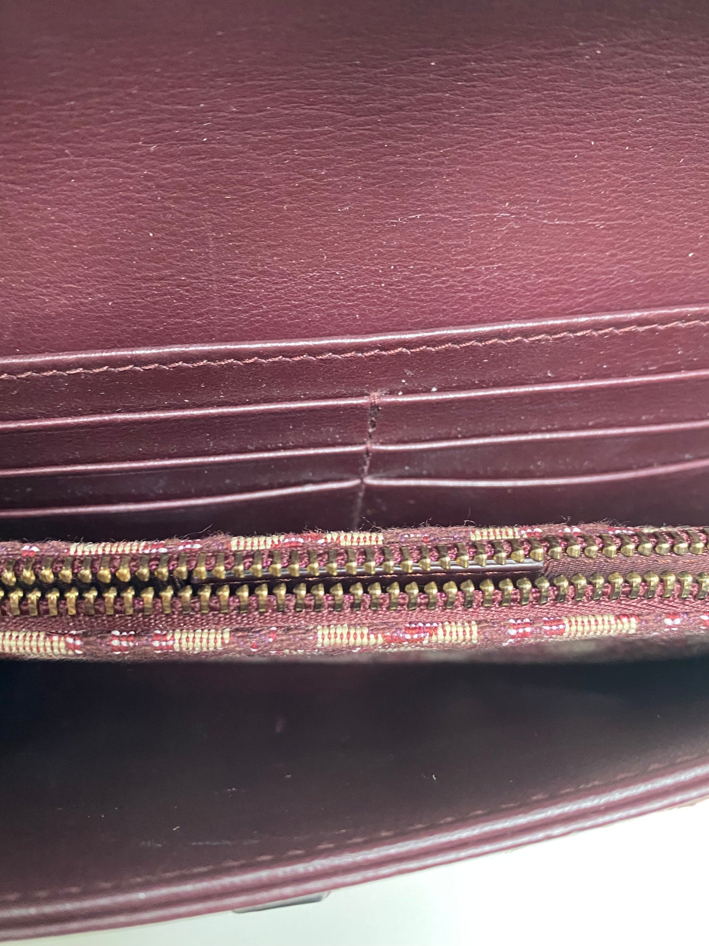 Dior Burgundy Oblique Saddle Wallet on Chain Bag GHW