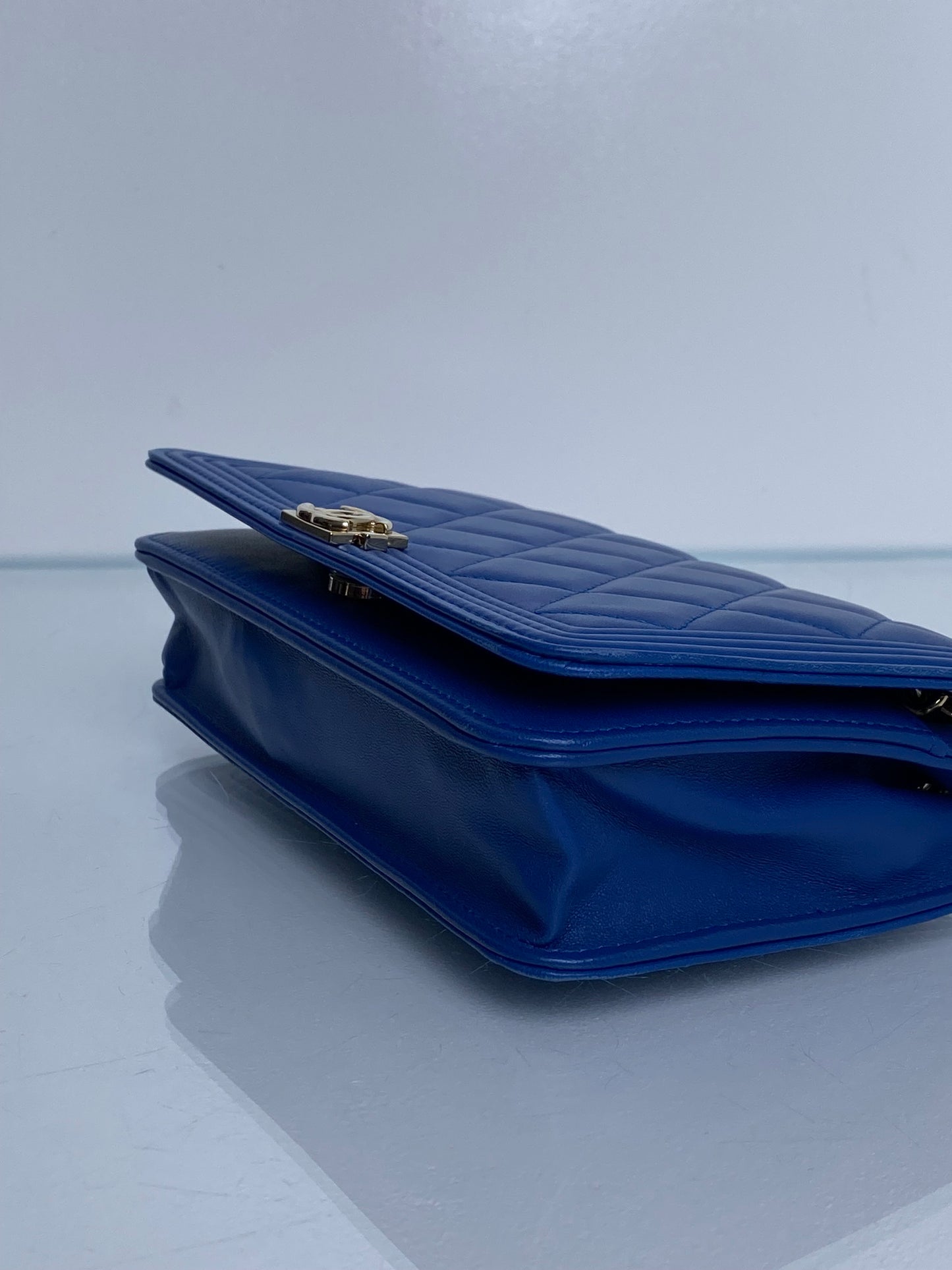 Chanel Boy Wallet on Chain Electric Blue Lambskin GHW