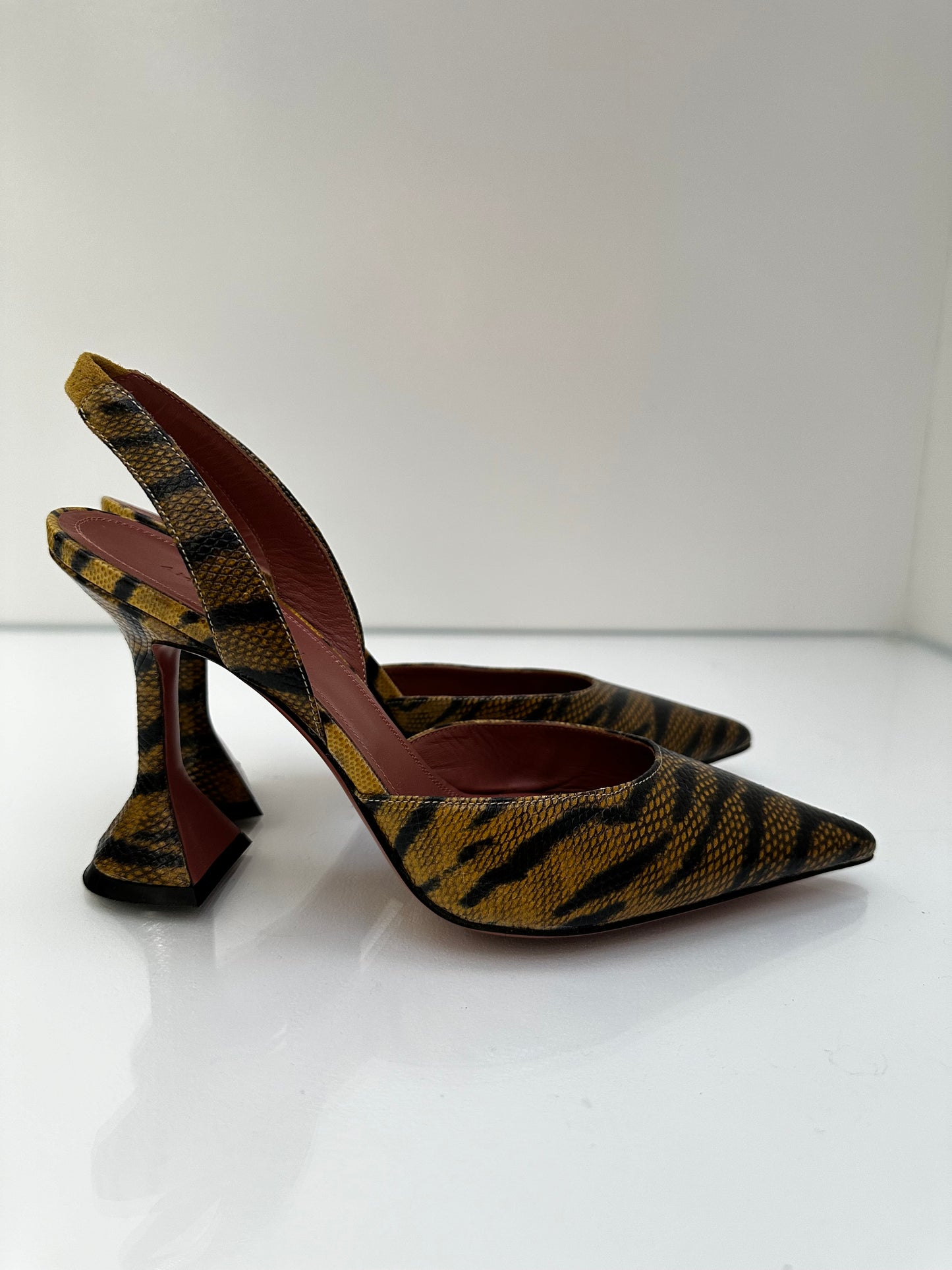 Amina Muaddi Tiger Print Heels, 37.5
