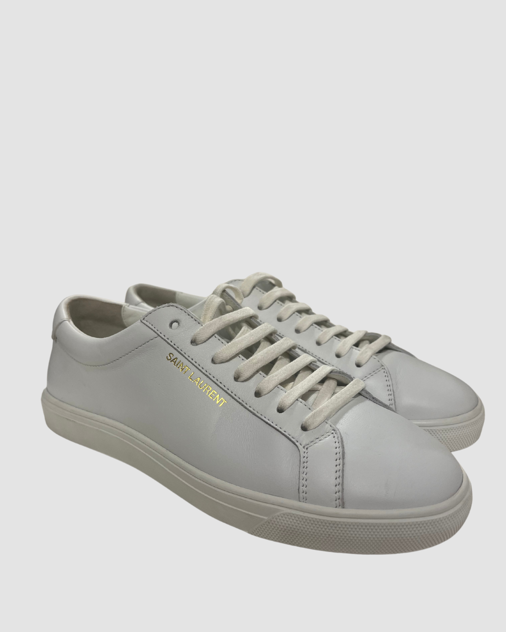 Saint Laurent White Leather Low Top Sneakers