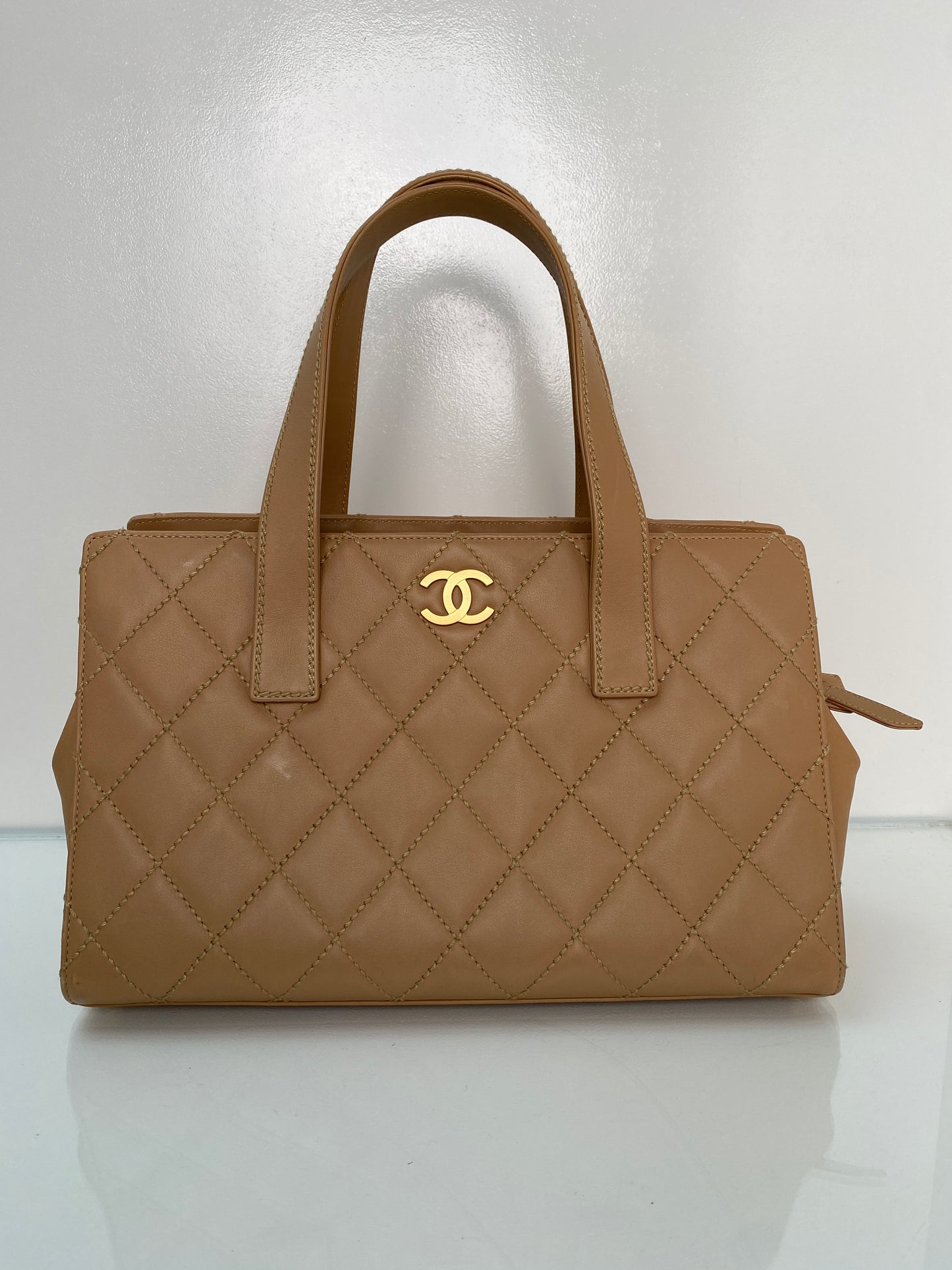 Chanel Beige CC Quilted Bowler Bag