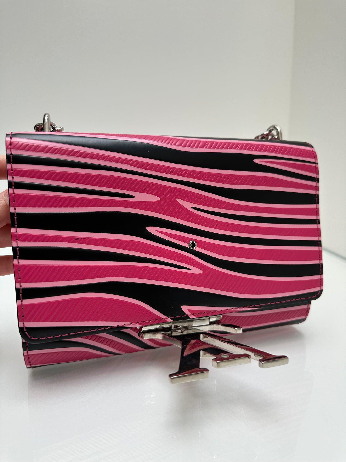 Louis Vuitton Pink & Black Leather Striped Crossbody Bag