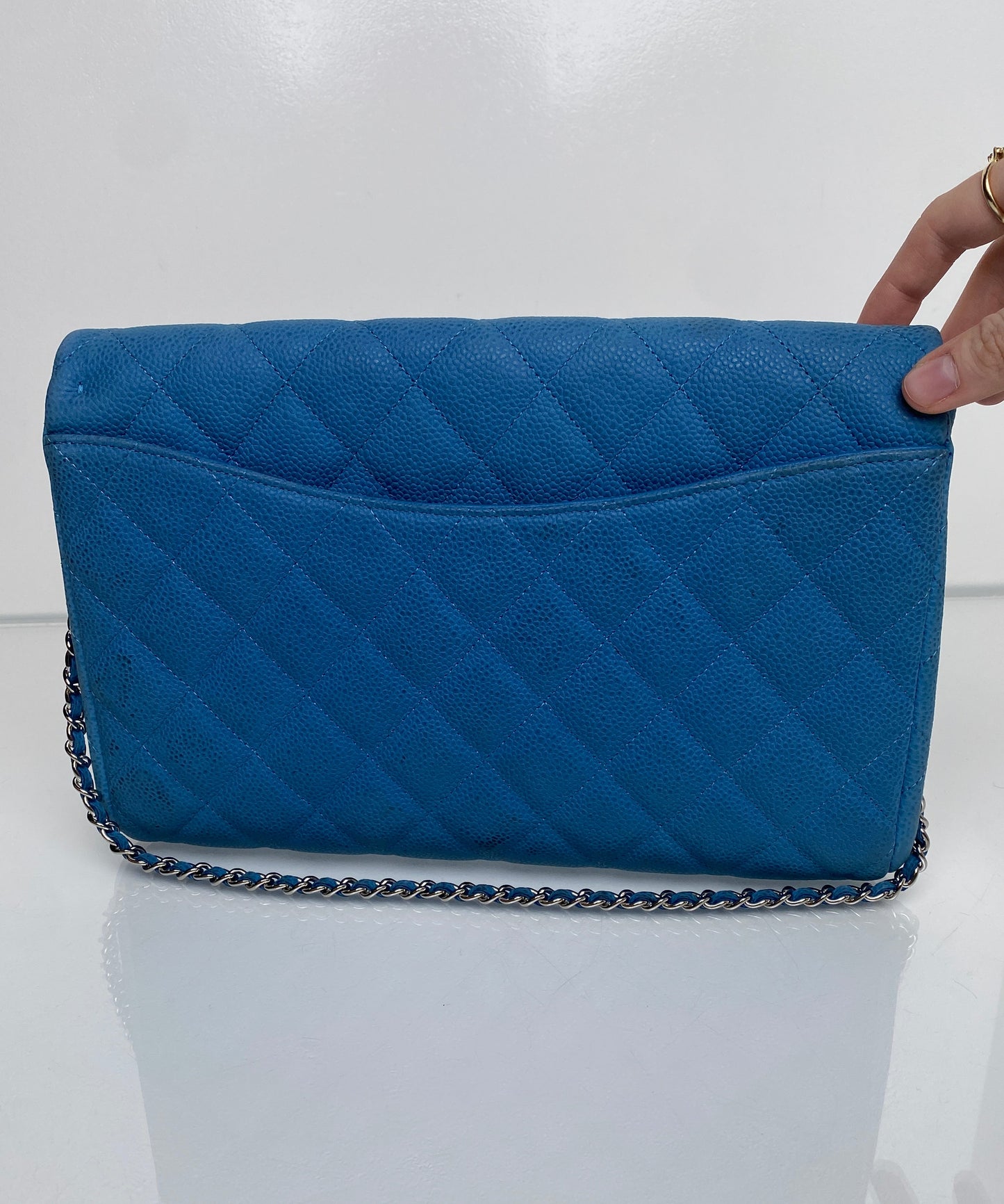 Chanel Blue Caviar Medium Single Flap Shoulder Bag SHW