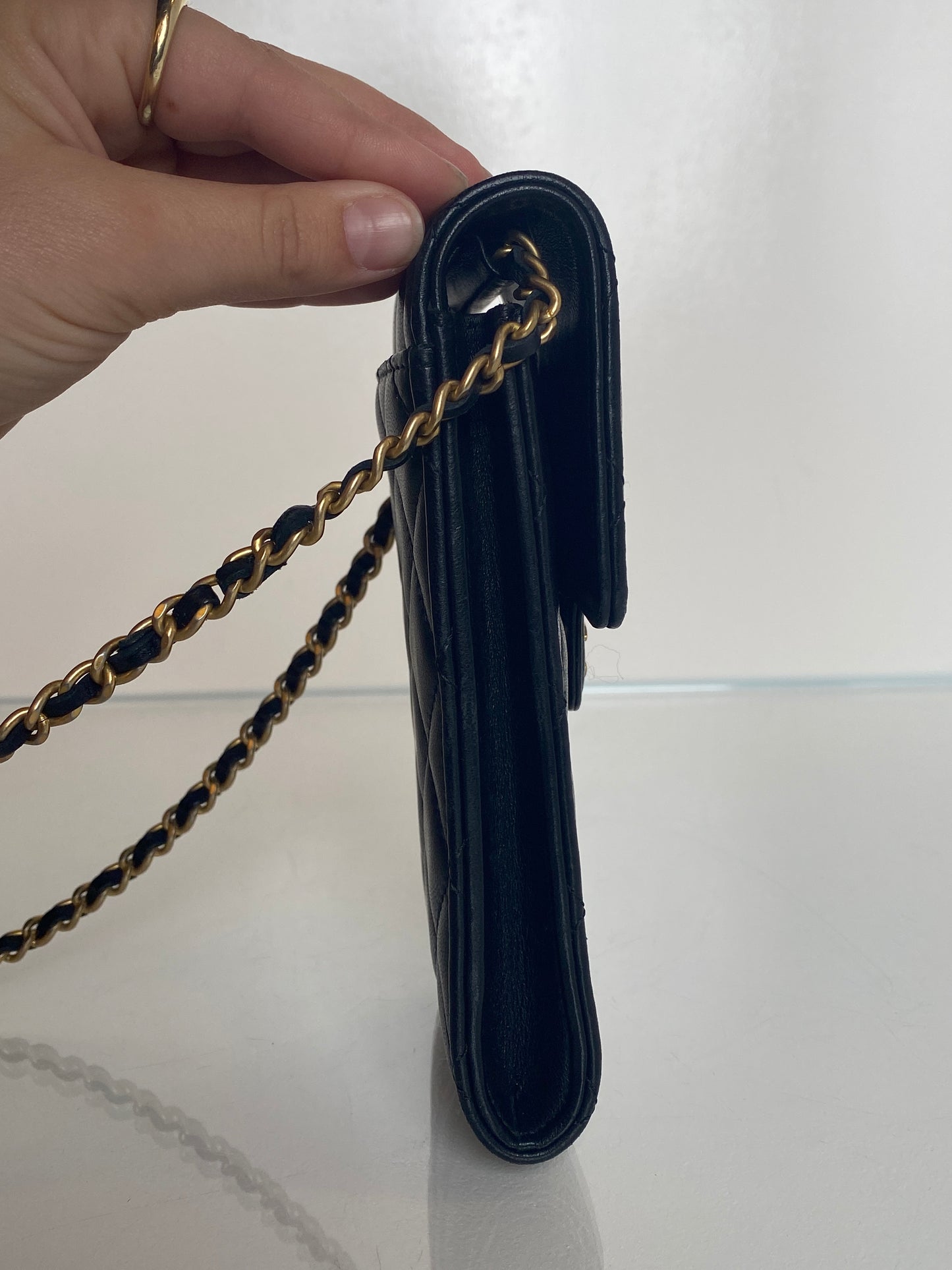 Chanel Black Quilted Lambskin Rue Cambon Phone Holder Crossbody Bag GHW