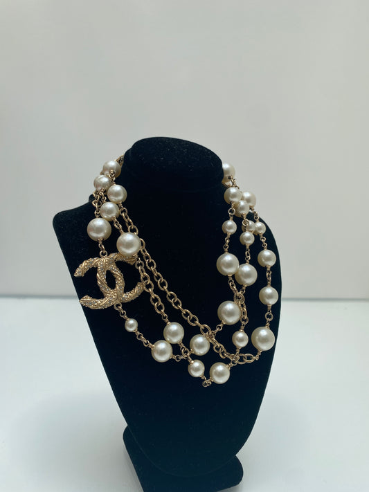 Chanel Long CC Pearl Necklace
